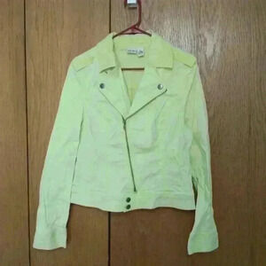 Mudd denim juniors zip & snap closure yellow jean jacket size xl